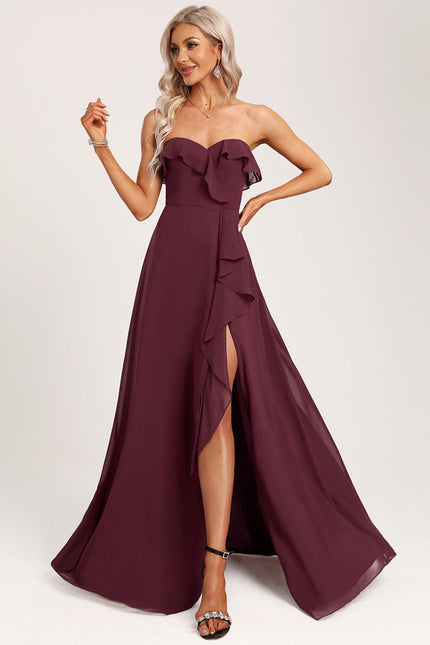 Robe Portefeuille Flottante Bordeaux - gallery 5