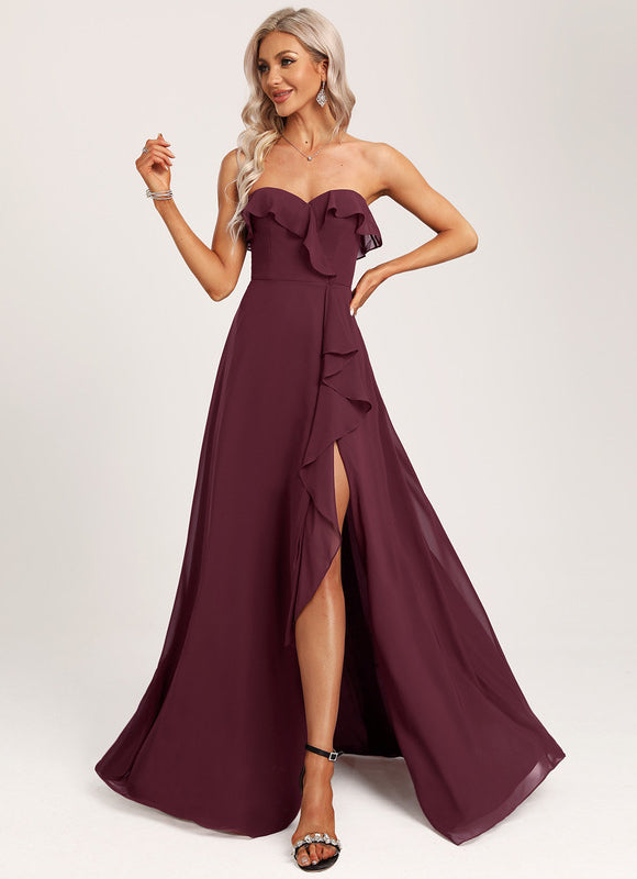 Robe Portefeuille Flottante Bordeaux - gallery 5