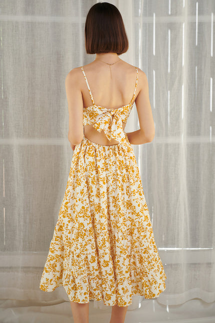 Robe Portefeuille Midi Jaune Floral - gallery 3