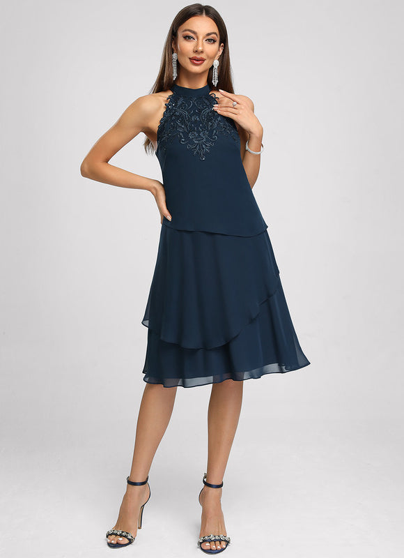 Robe Portefeuille Évasée Marine Foncé - gallery 3