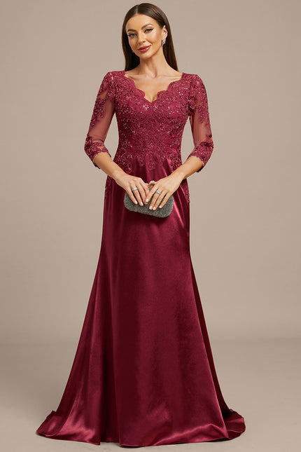 Robe Portefeuille Satin Bordeaux Élégante - gallery 1