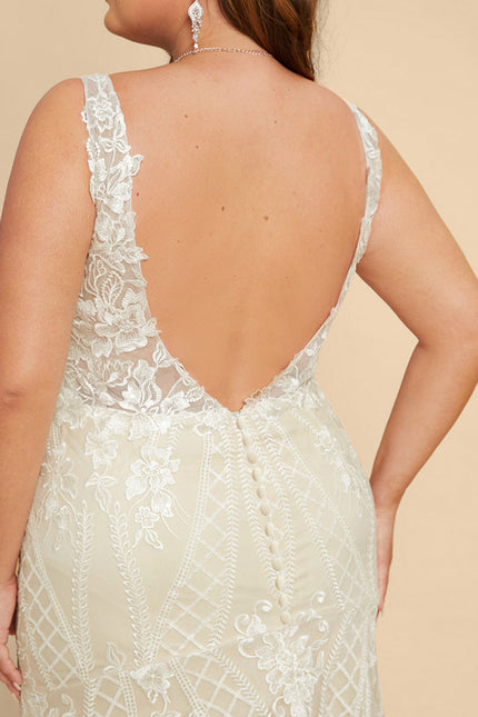 Robe Portefeuille Dentelle Écrue - gallery 5
