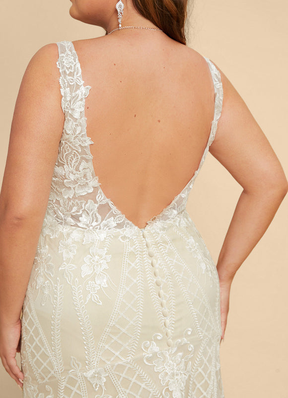 Robe Portefeuille Dentelle Écrue - gallery 5