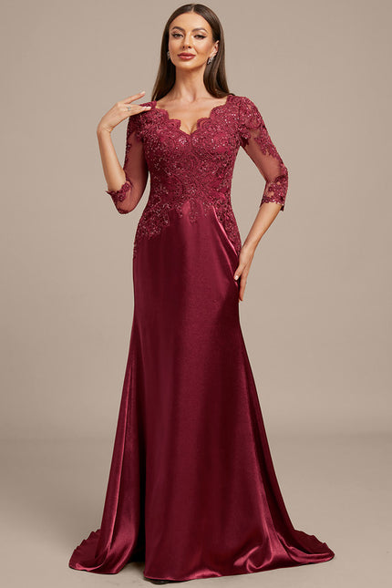 Robe Portefeuille Satin Bordeaux Élégante - gallery 4