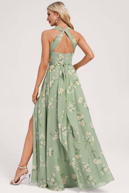 Robe Portefeuille Fleurie Poudrée - gallery 4