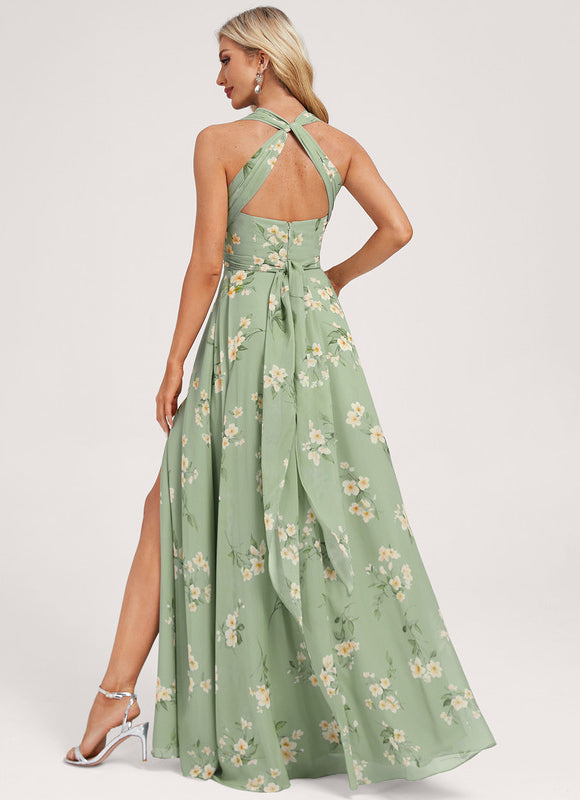 Robe Portefeuille Fleurie Poudrée - gallery 4