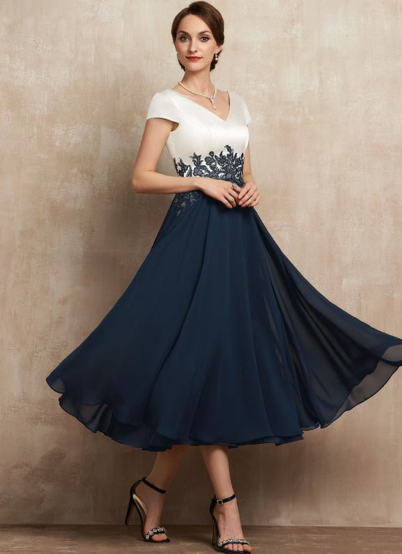 Robe Portefeuille Élégance Marine Satinée - gallery 5