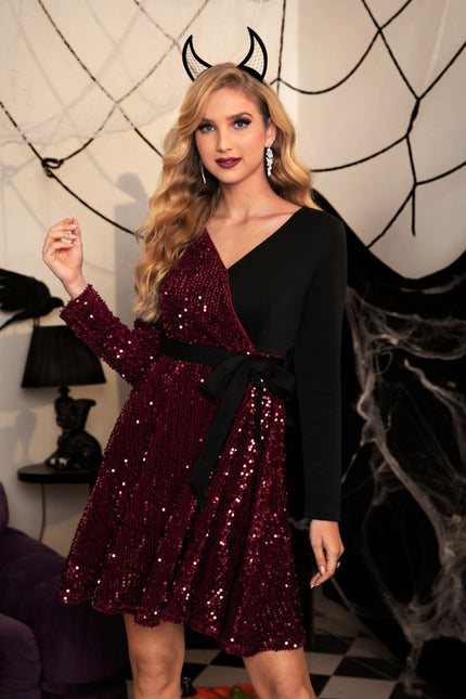 Robe Portefeuille Pailletée Sombre