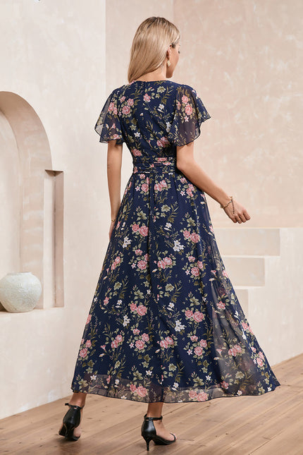 Robe Portefeuille Florale Navy - gallery 3