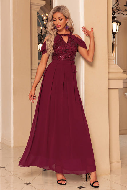 Robe Portefeuille Bordeaux Scintillante - gallery 2