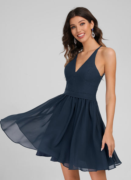 Robe Portefeuille Chiffon Marine