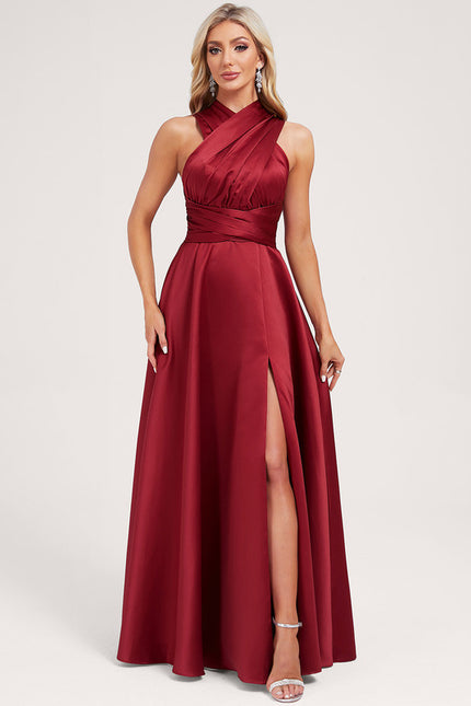 Robe Portefeuille Satin Évasée - gallery 9