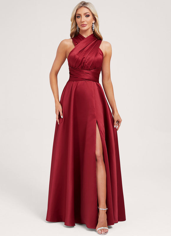 Robe Portefeuille Satin Évasée - gallery 9