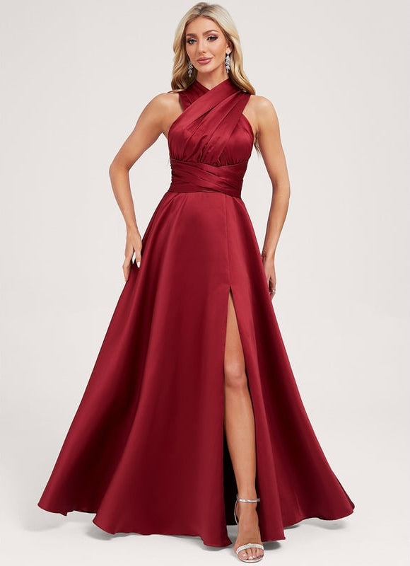Robe Portefeuille Satin Évasée - gallery 8