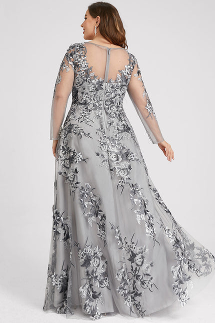 Robe Portefeuille Florale Grise - gallery 8