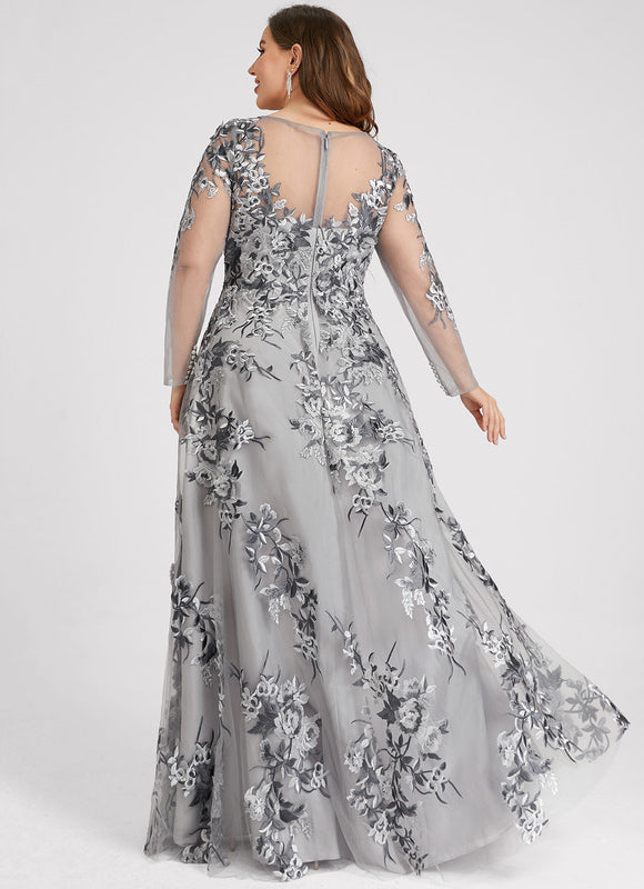 Robe Portefeuille Florale Grise - gallery 8
