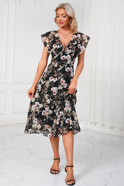 Robe Portefeuille Fleurie Marine - gallery 9