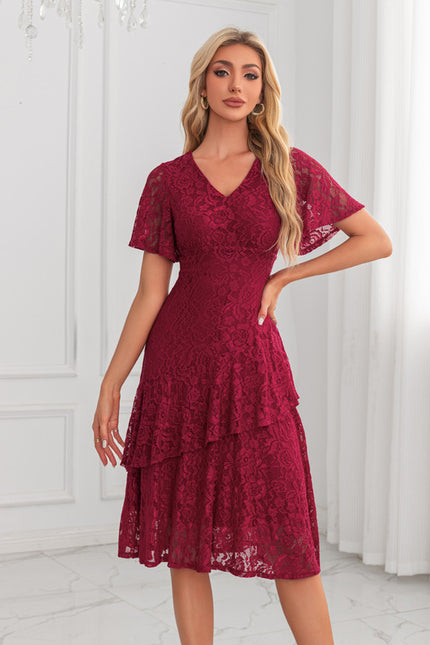 Robe Portefeuille Florale Bordeaux