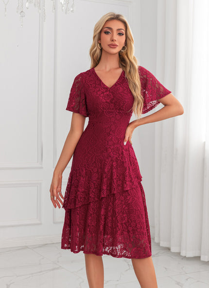 Robe Portefeuille Florale Bordeaux