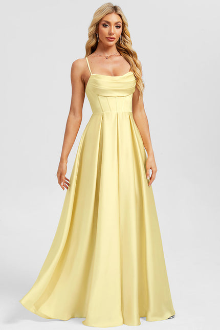 Robe Portefeuille Satin Jaune