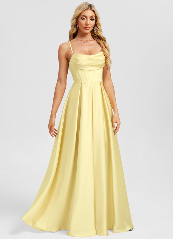Robe Portefeuille Satin Jaune