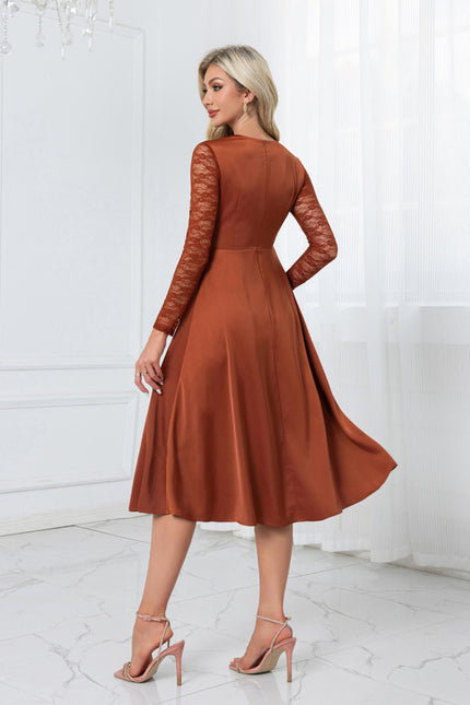 Robe Portefeuille Midi Rouille Élégante - gallery 2