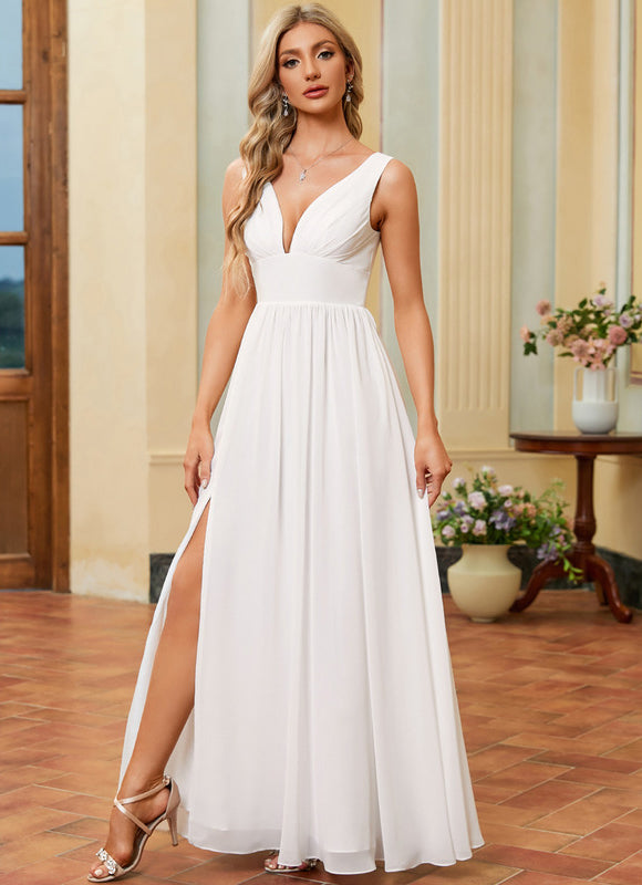 Robe Portefeuille Vaporeuse Blanche - gallery 2