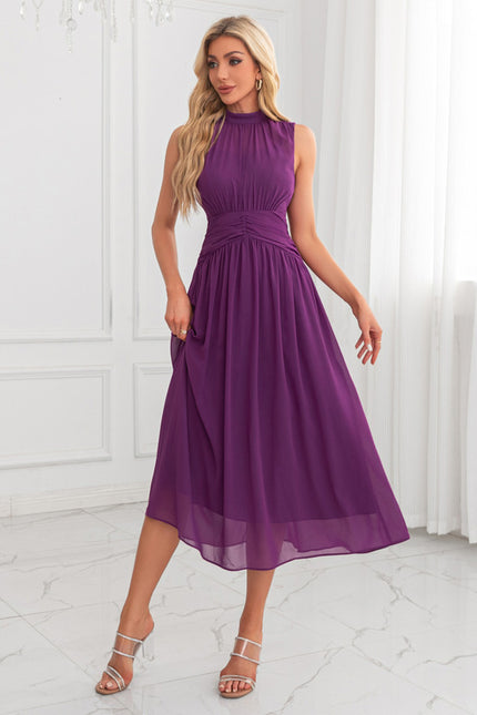 Robe Portefeuille Plissée Violet Chic