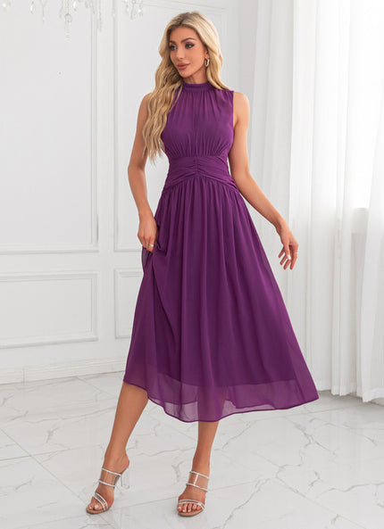 Robe Portefeuille Plissée Violet Chic