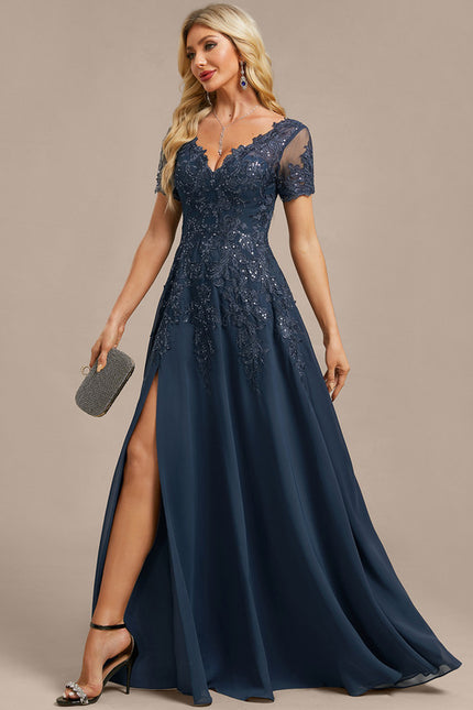 Robe Longue Portefeuille Bleu Marine - gallery 3