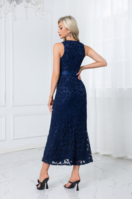 Robe Portefeuille Dentelle Marine - gallery 2
