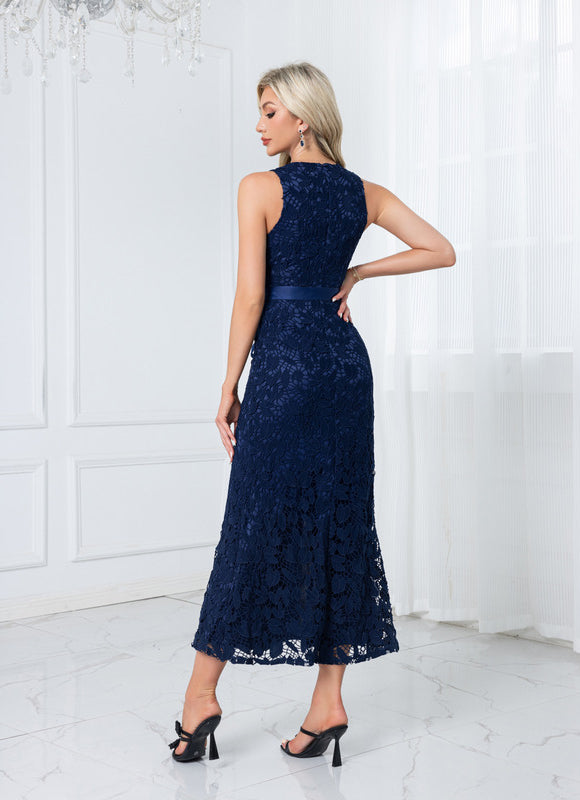 Robe Portefeuille Dentelle Marine - gallery 2