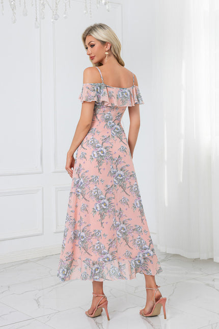 Robe Portefeuille Fleurie Noire - gallery 7