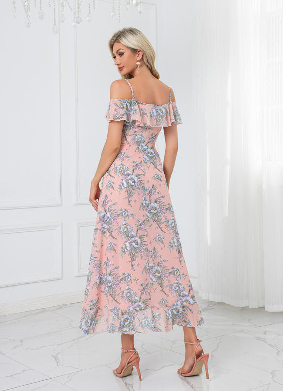 Robe Portefeuille Fleurie Noire - gallery 7