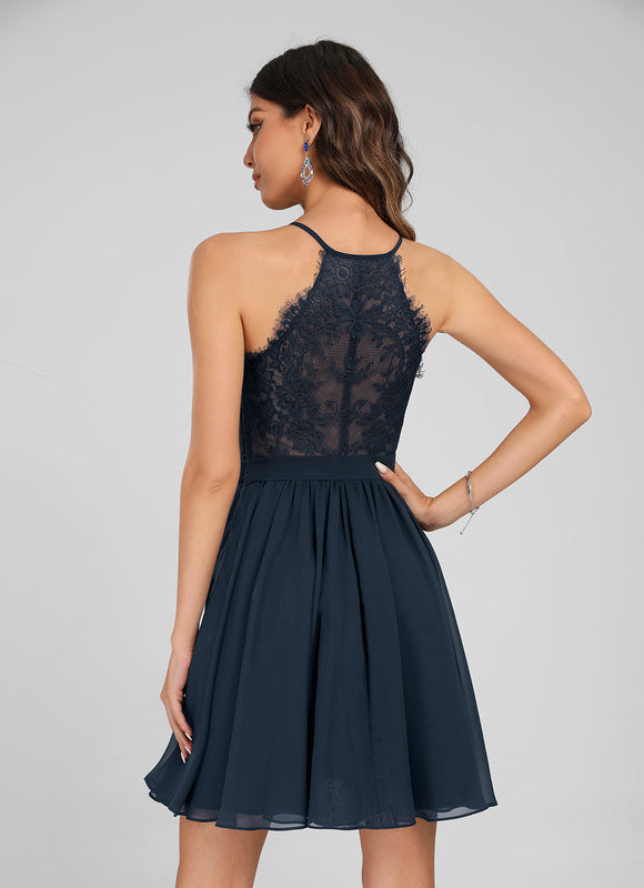 Robe Portefeuille Chiffon Marine - gallery 5