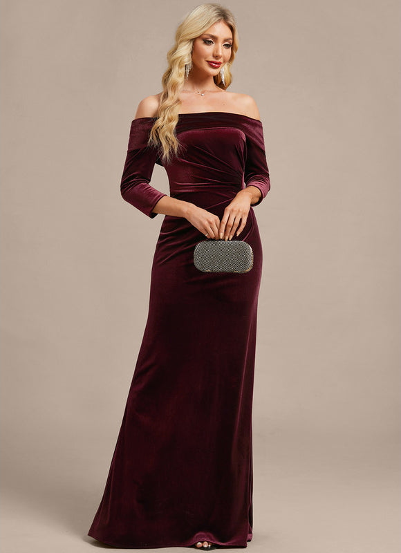 Robe Portefeuille Velours Bordeaux - gallery 5