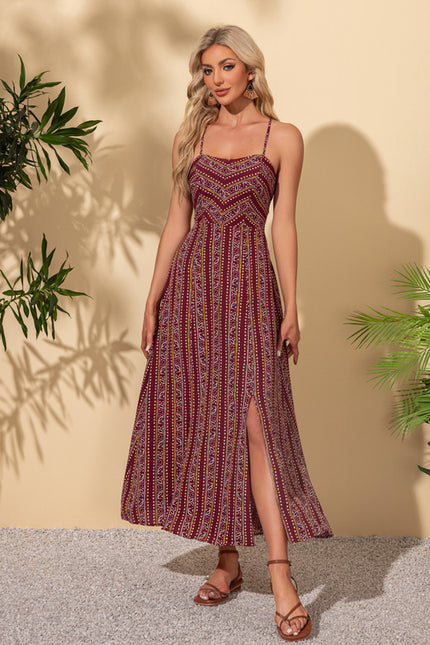 Robe Portefeuille Maxi Bordeaux Rayée - gallery 4