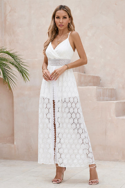 Robe Portefeuille Longue Ajourée Élégante - gallery 6