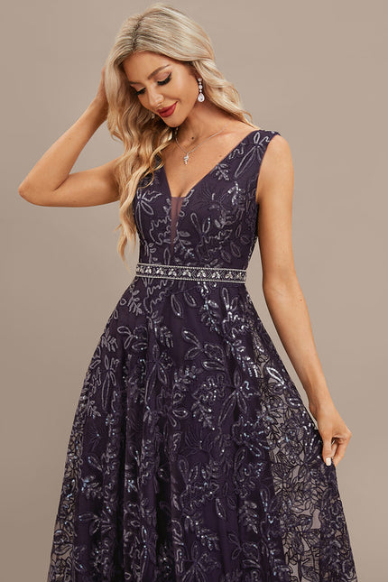Robe Portefeuille Violet Pailleté - gallery 1