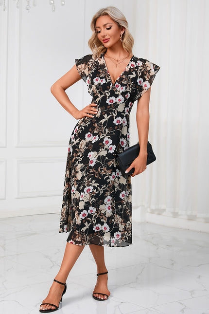 Robe Portefeuille Fleurie Marine - gallery 6