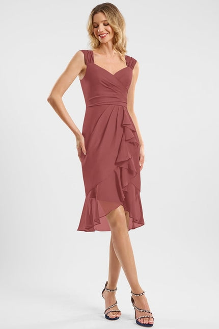 Robe Portefeuille Mousseline Volants Bordeaux