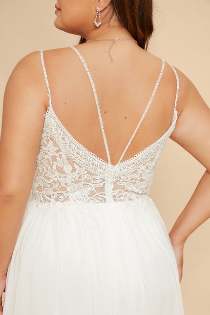 Robe Portefeuille Éthérée Blanche - gallery 6