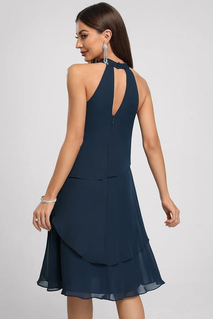 Robe Portefeuille Évasée Marine Foncé - gallery 2