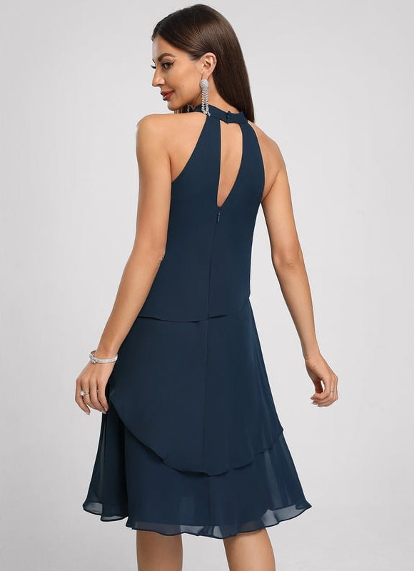 Robe Portefeuille Évasée Marine Foncé - gallery 2