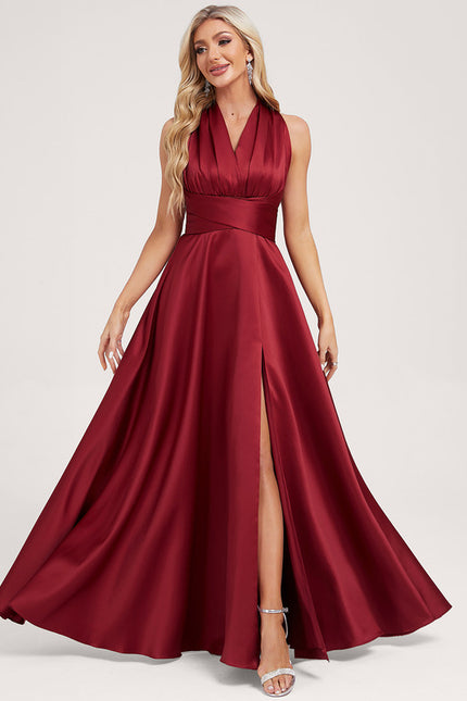 Robe Portefeuille Satin Évasée - gallery 7
