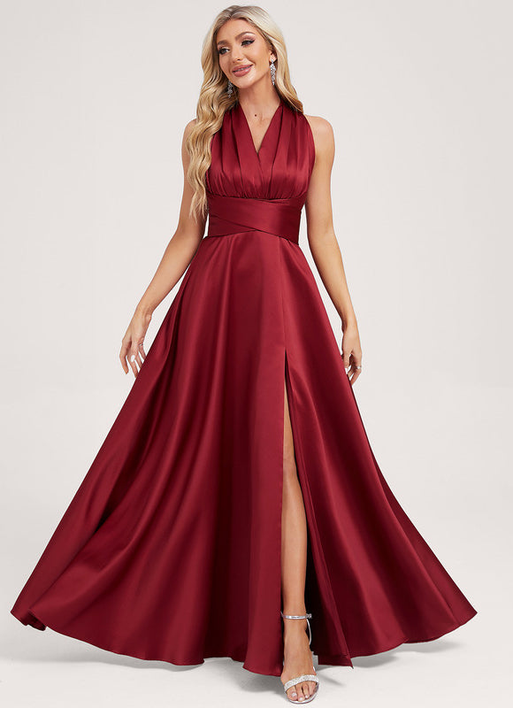 Robe Portefeuille Satin Évasée - gallery 7