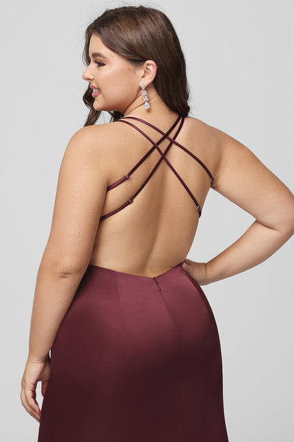 Robe Portefeuille Satin Bordeaux Élégant - gallery 6