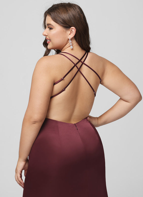 Robe Portefeuille Satin Bordeaux Élégant - gallery 6