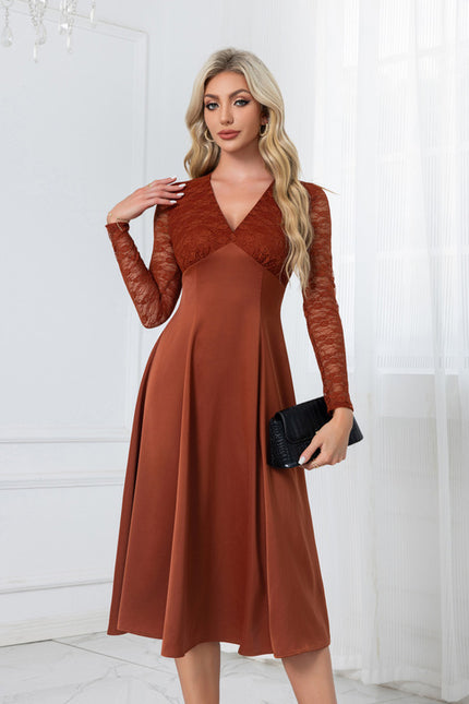 Robe Portefeuille Midi Rouille Élégante