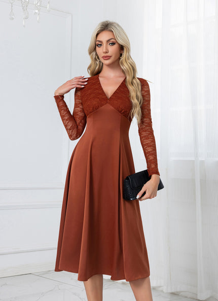 Robe Portefeuille Midi Rouille Élégante